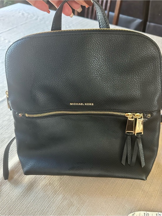 Michael Kors Handbags - Michael Kors Black Pebbled Leather Backpack with Gold Hardware